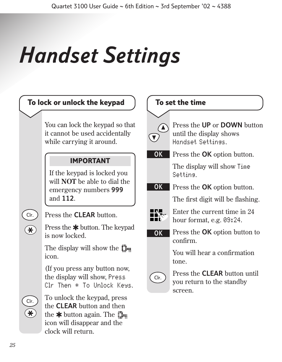 Handset settings | BT 3100 User Manual | Page 28 / 50