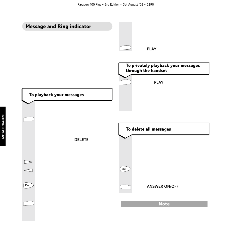 Message and ring indicator | BT 400 Plus User Manual | Page 19 / 31