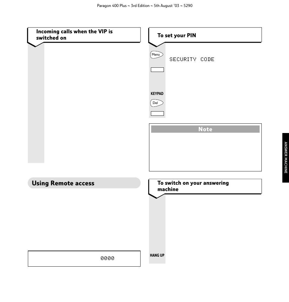 Using remote access | BT 400 Plus User Manual | Page 22 / 31