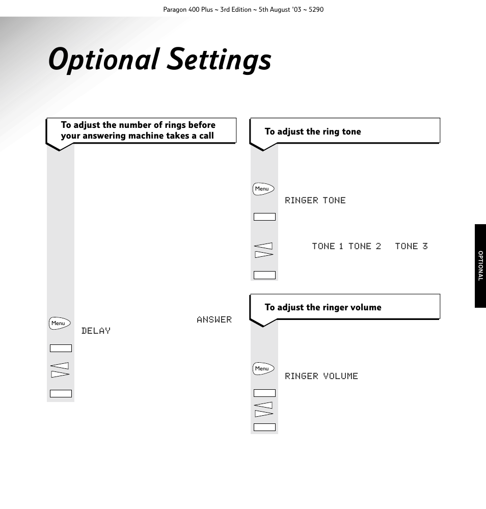 Optional settings | BT 400 Plus User Manual | Page 24 / 31