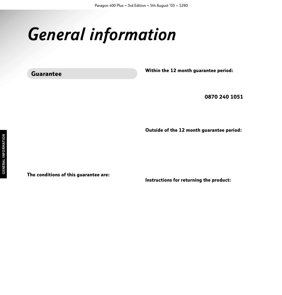 General information | BT 400 Plus User Manual | Page 27 / 31