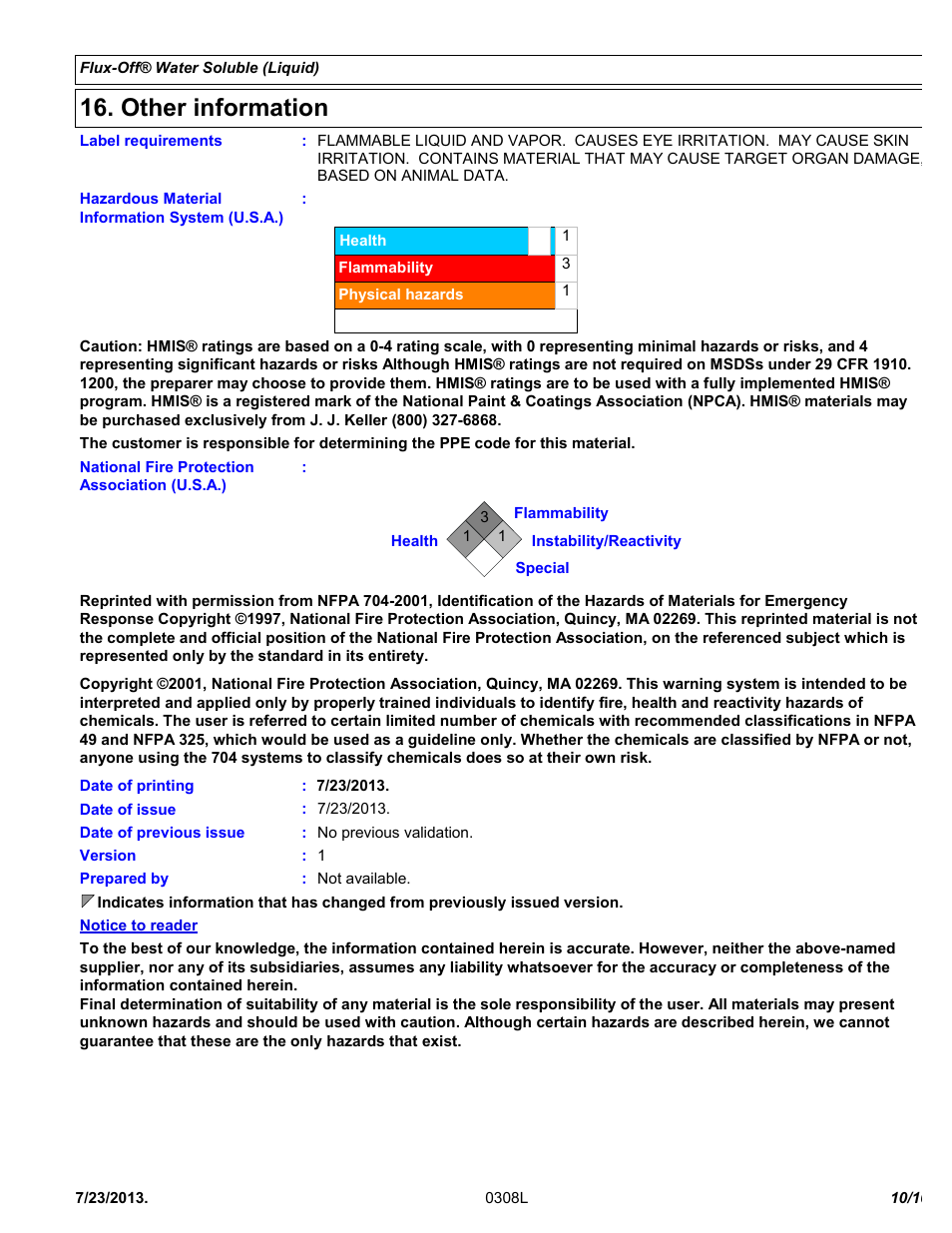 Other information | Chemtronics Flux-Off Water Soluble ES130 User Manual | Page 10 / 10