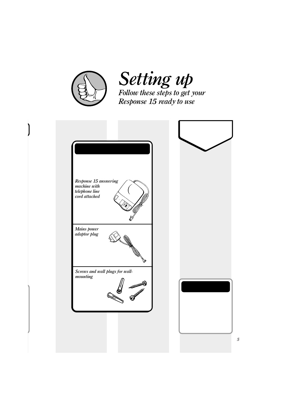 Setting up | BT Response 15+ User Manual | Page 9 / 28