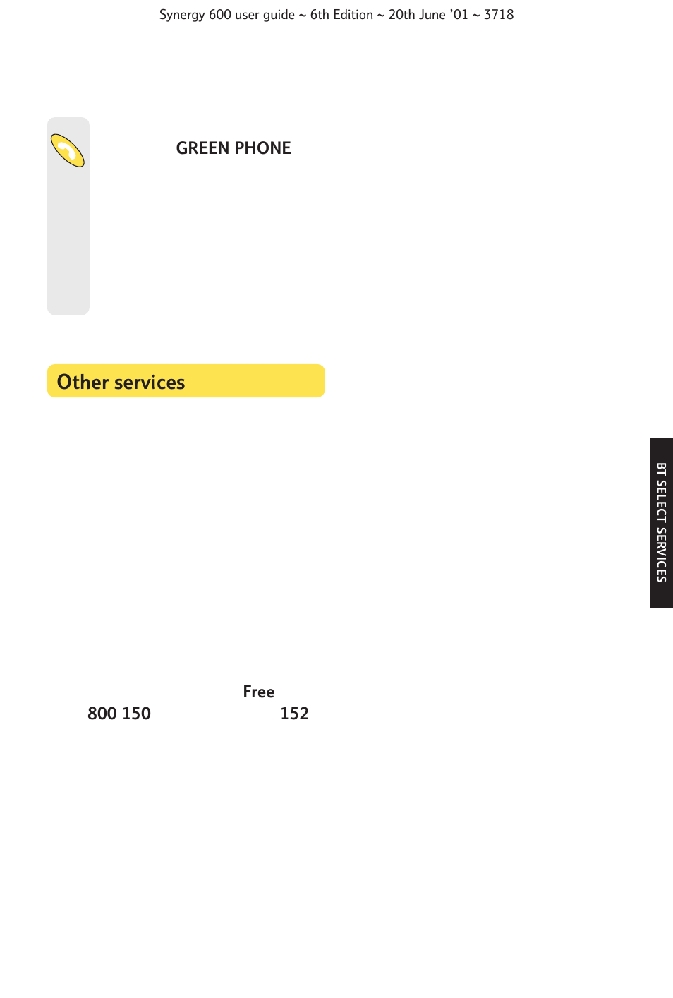 Other services | BT 600 User Manual | Page 27 / 41