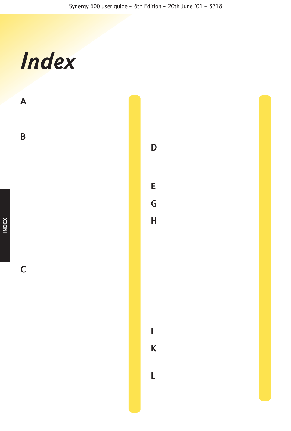 Index | BT 600 User Manual | Page 38 / 41