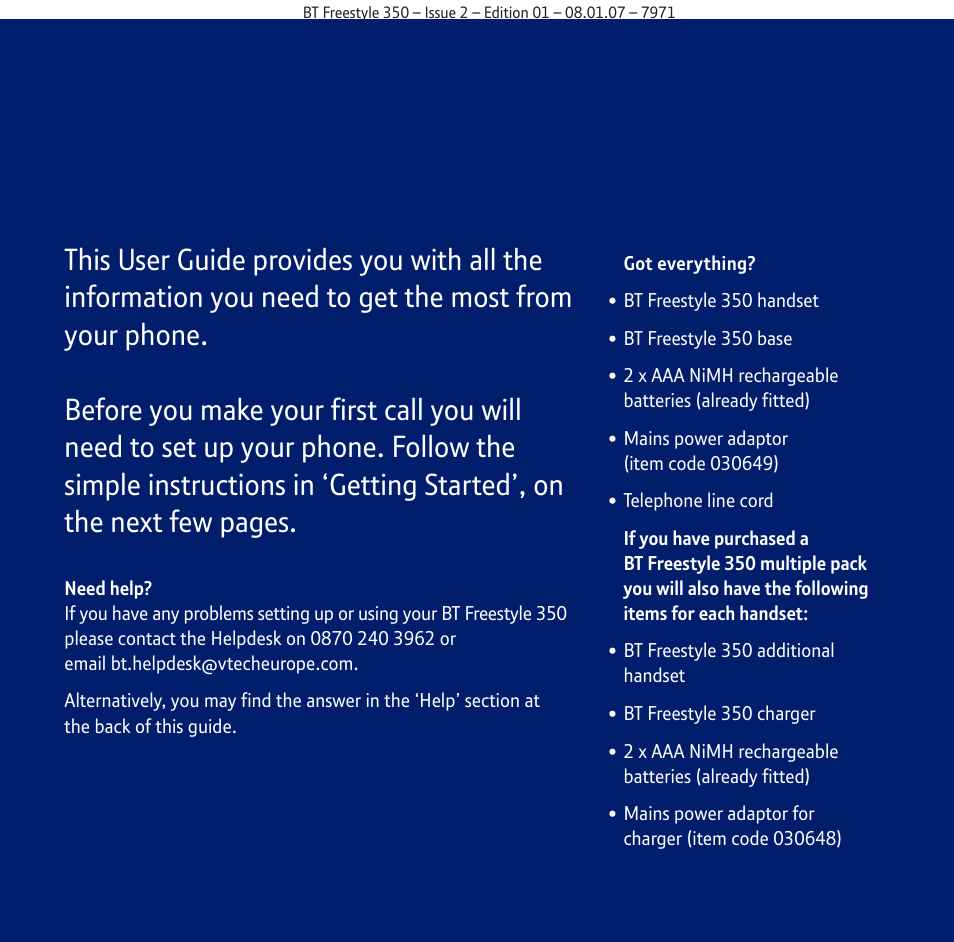 BT Freestyle 350 User Manual | Page 3 / 74