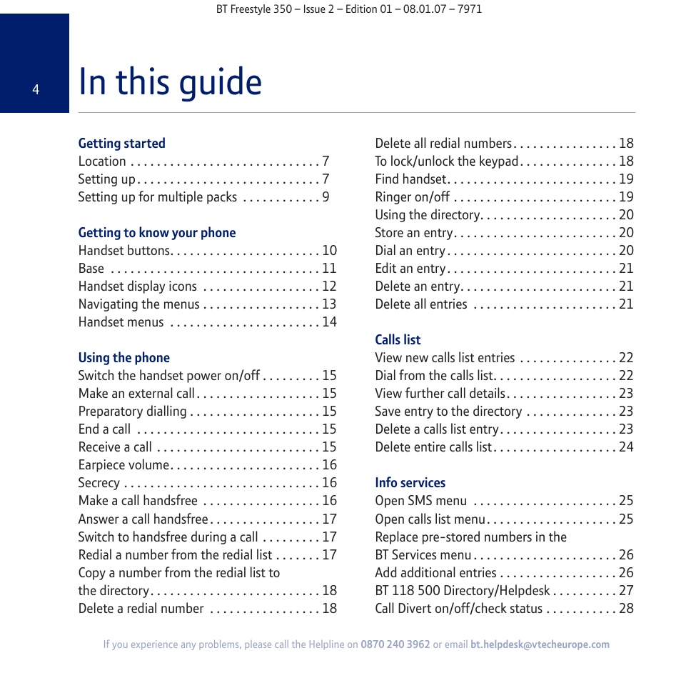 BT Freestyle 350 User Manual | Page 4 / 74
