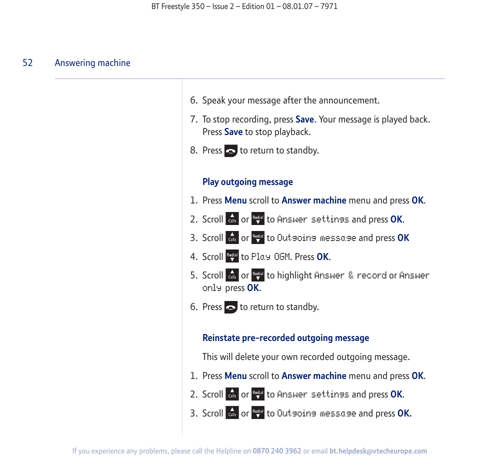 BT Freestyle 350 User Manual | Page 52 / 74