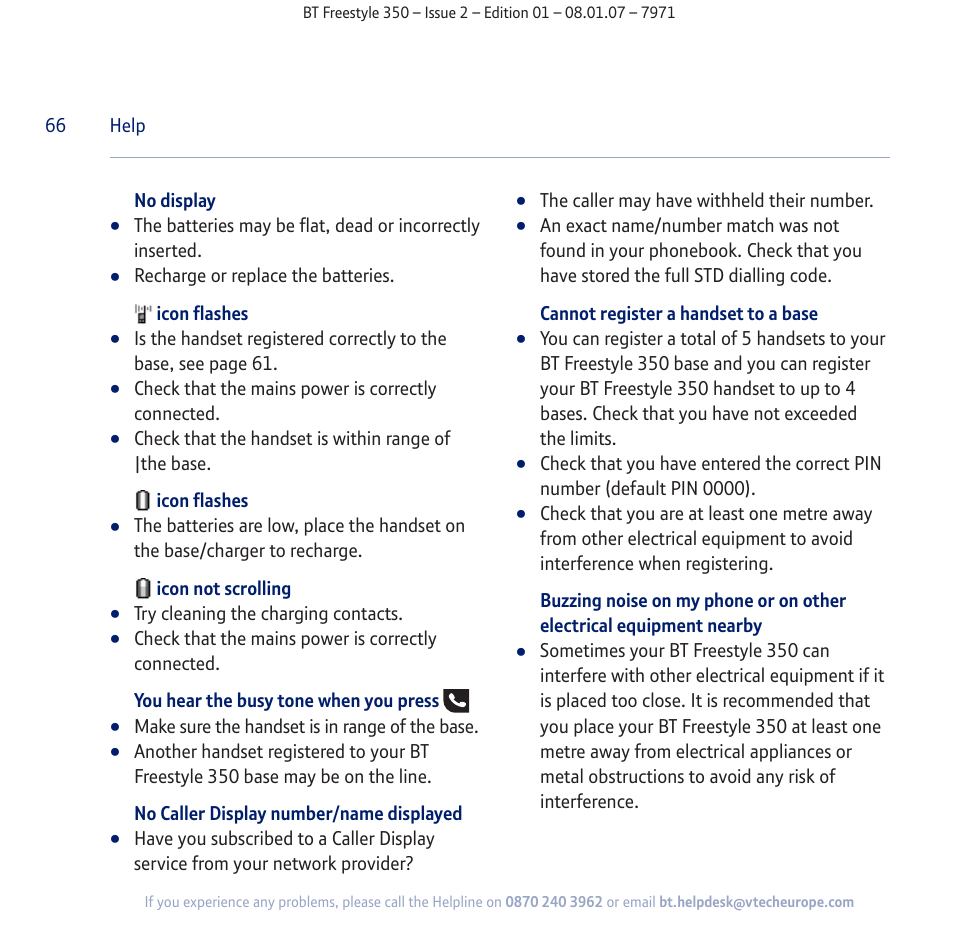 BT Freestyle 350 User Manual | Page 66 / 74