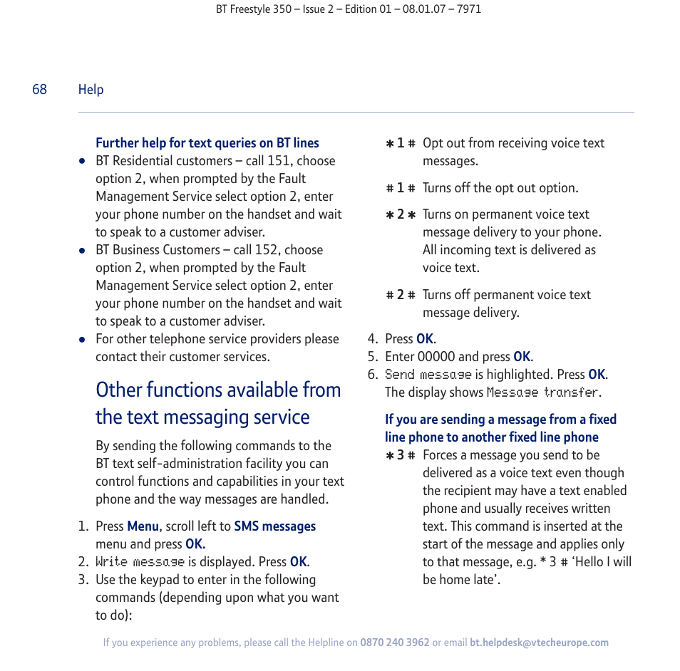 BT Freestyle 350 User Manual | Page 68 / 74