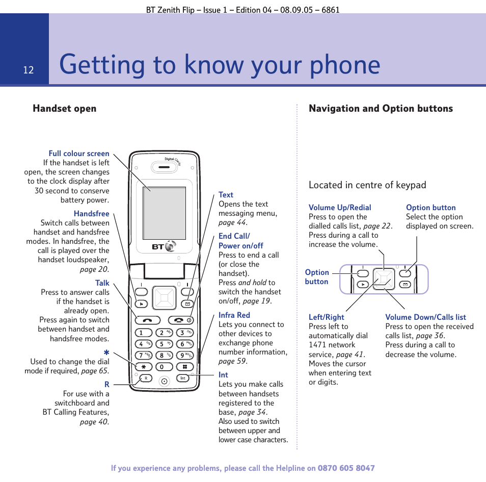 Getting to know your phone | BT Zenith Flip 6861 User Manual | Page 12 / 88
