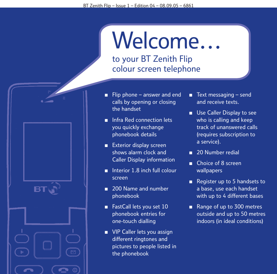 Welcome | BT Zenith Flip 6861 User Manual | Page 2 / 88