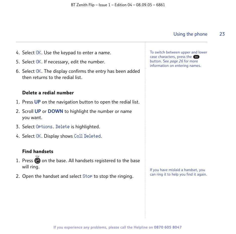 BT Zenith Flip 6861 User Manual | Page 23 / 88