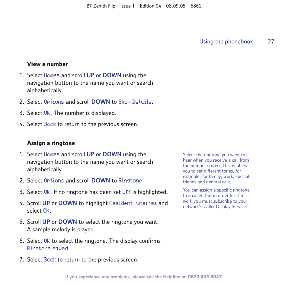 BT Zenith Flip 6861 User Manual | Page 27 / 88