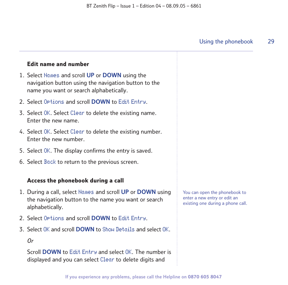 BT Zenith Flip 6861 User Manual | Page 29 / 88