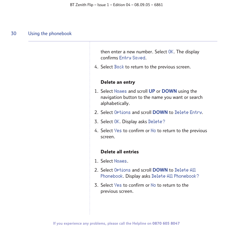 BT Zenith Flip 6861 User Manual | Page 30 / 88