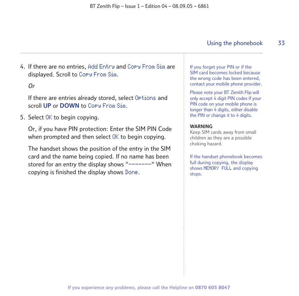 BT Zenith Flip 6861 User Manual | Page 33 / 88
