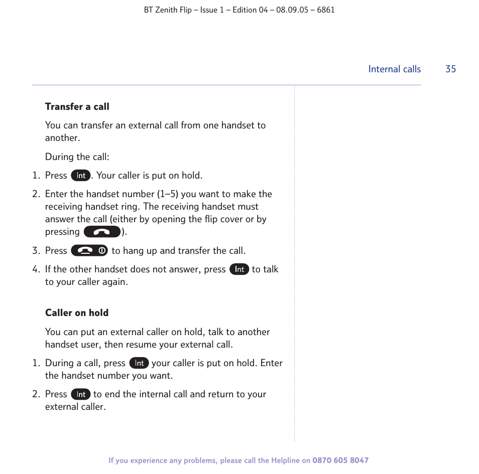 BT Zenith Flip 6861 User Manual | Page 35 / 88