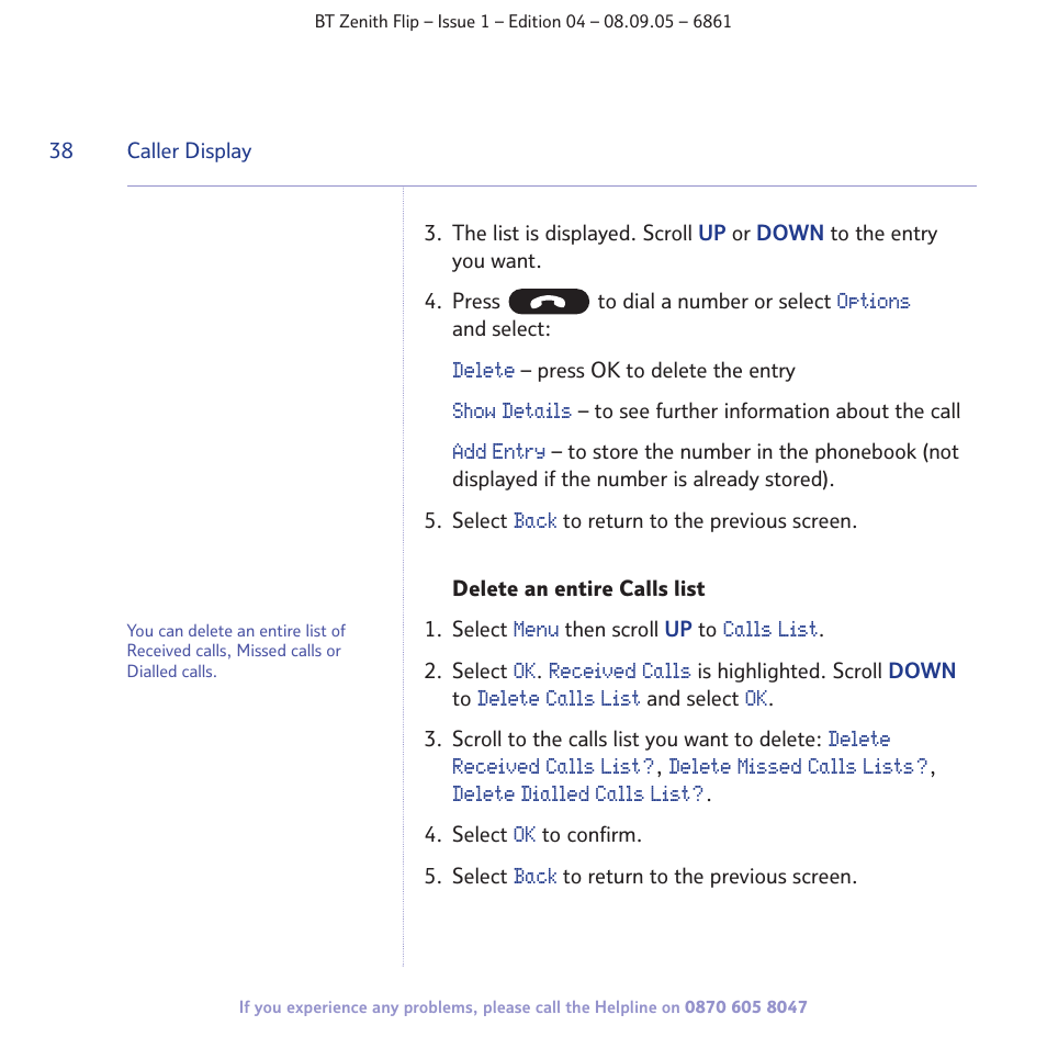 BT Zenith Flip 6861 User Manual | Page 38 / 88