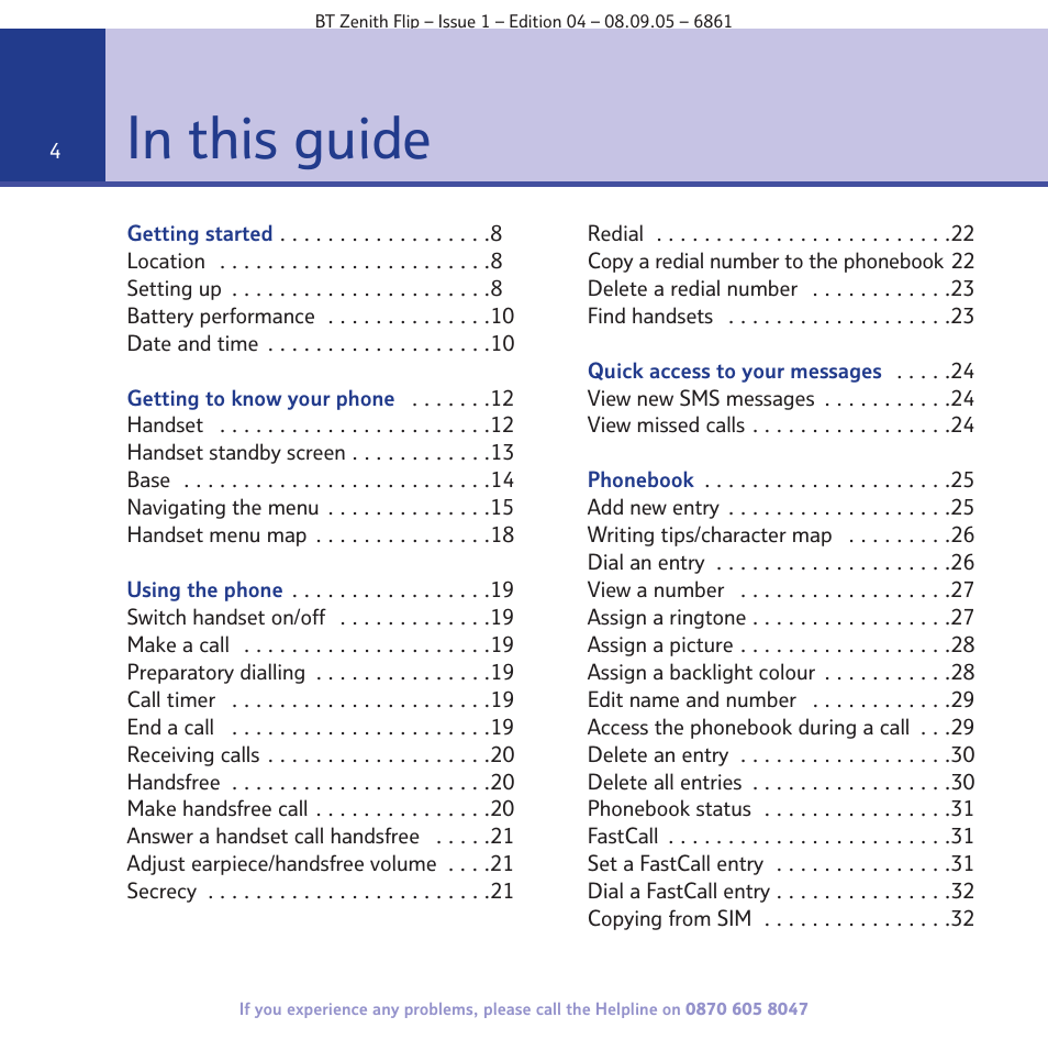 BT Zenith Flip 6861 User Manual | Page 4 / 88