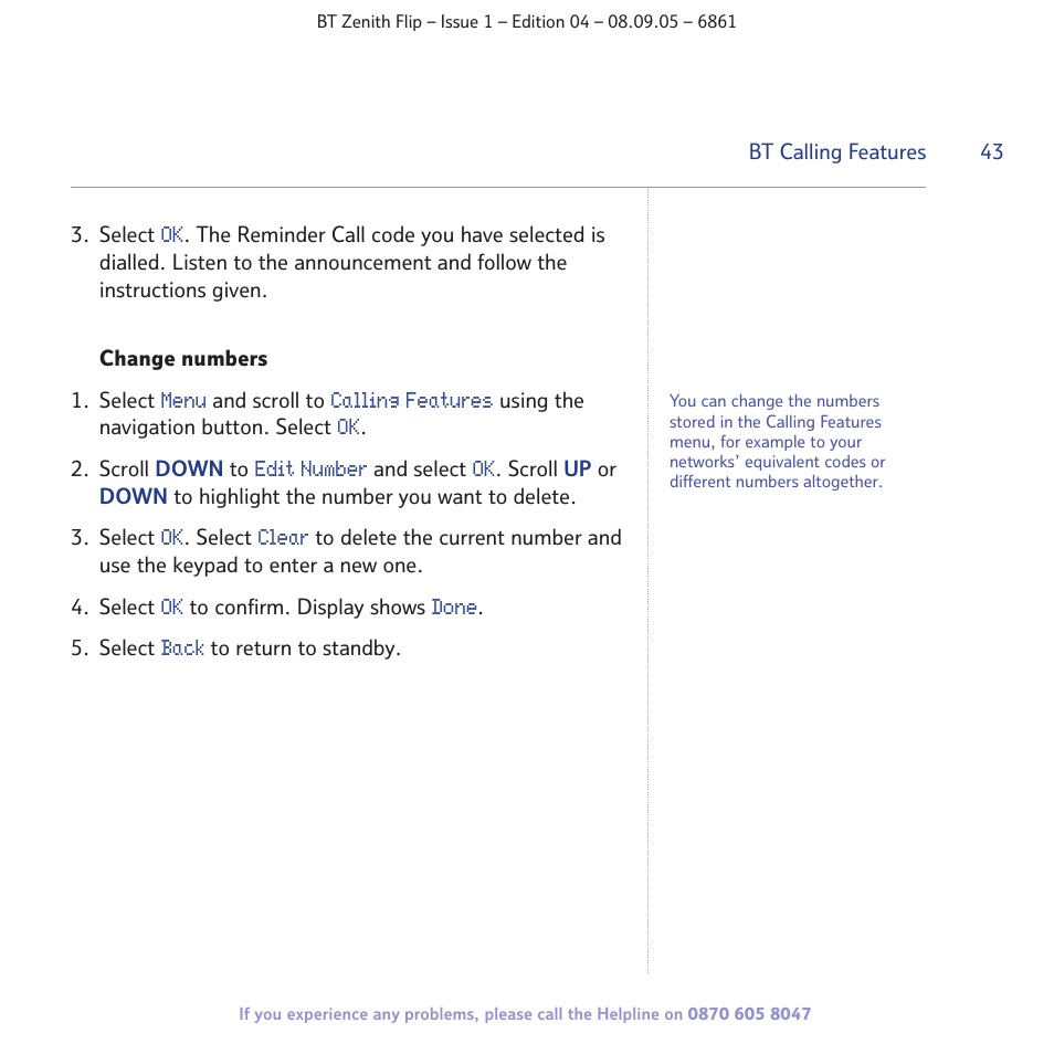 BT Zenith Flip 6861 User Manual | Page 43 / 88