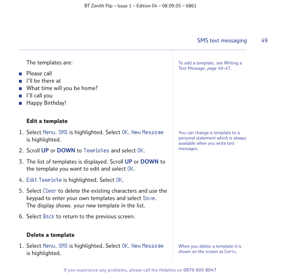 BT Zenith Flip 6861 User Manual | Page 49 / 88