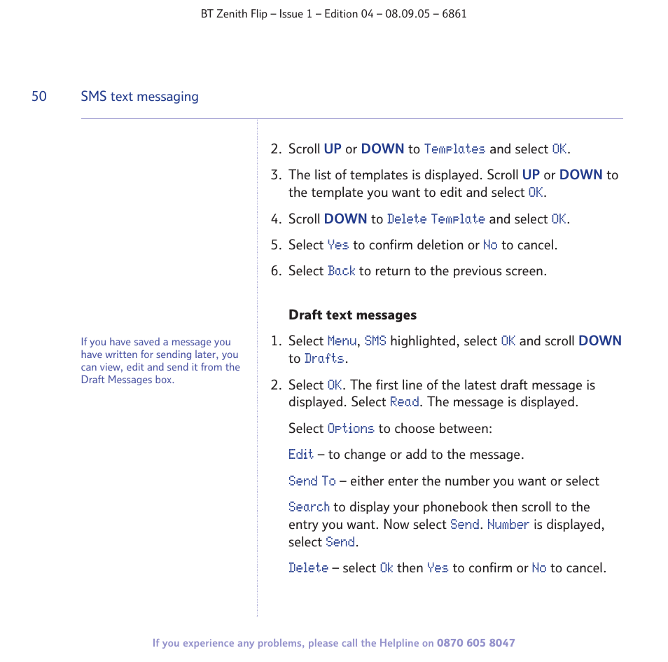 BT Zenith Flip 6861 User Manual | Page 50 / 88