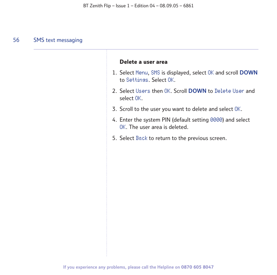 BT Zenith Flip 6861 User Manual | Page 56 / 88