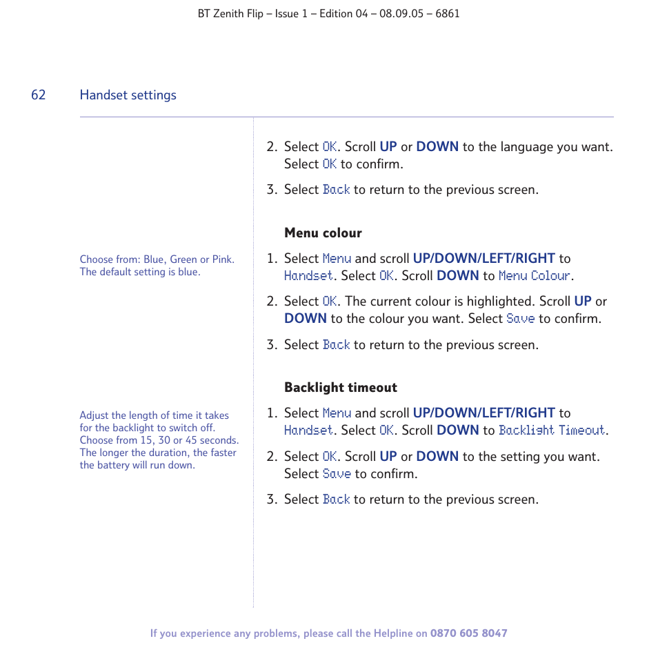 BT Zenith Flip 6861 User Manual | Page 62 / 88
