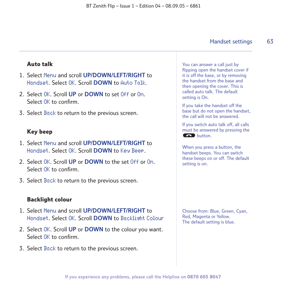 BT Zenith Flip 6861 User Manual | Page 63 / 88