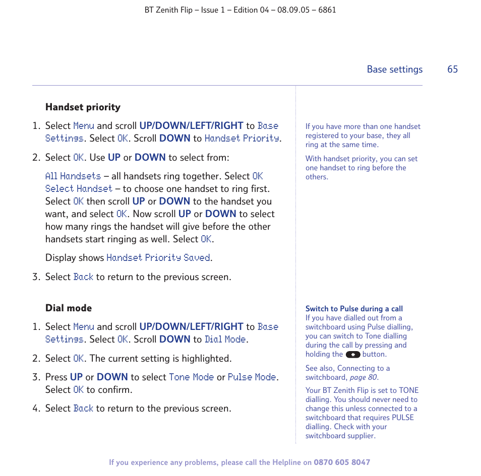 BT Zenith Flip 6861 User Manual | Page 65 / 88
