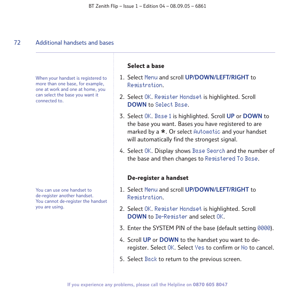 BT Zenith Flip 6861 User Manual | Page 72 / 88