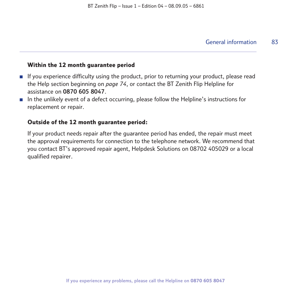 BT Zenith Flip 6861 User Manual | Page 83 / 88