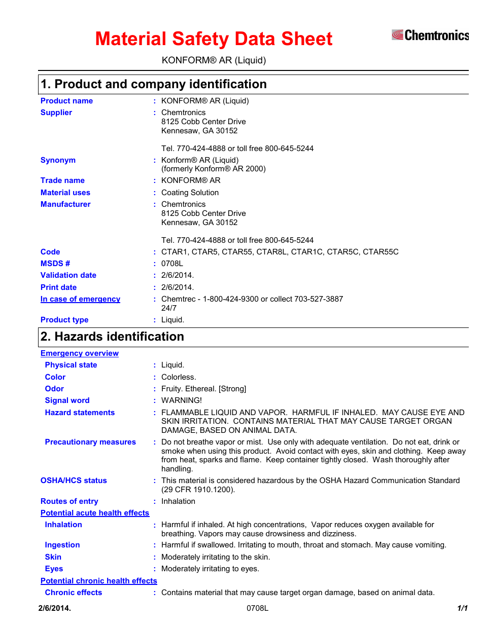 Chemtronics Konform AR CTAR1 User Manual | 11 pages