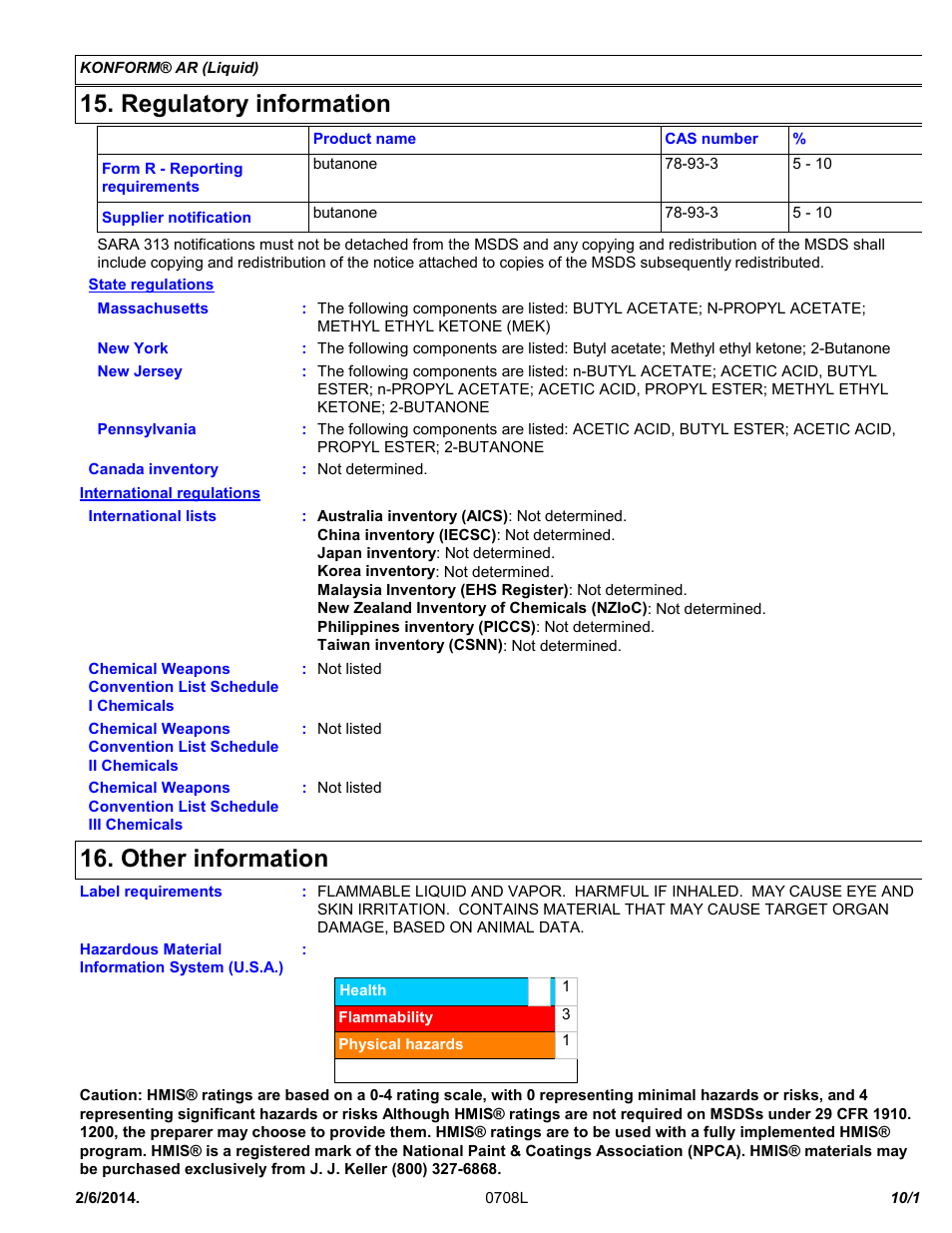 Regulatory information, Other information | Chemtronics Konform AR CTAR1 User Manual | Page 10 / 11