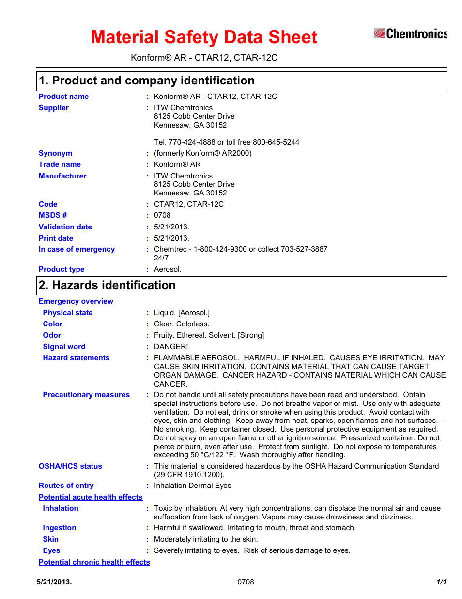 Chemtronics Konform AR CTAR-12 User Manual | 13 pages