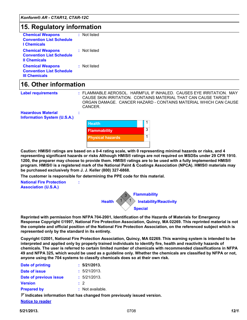 Regulatory information, Other information | Chemtronics Konform AR CTAR-12 User Manual | Page 12 / 13