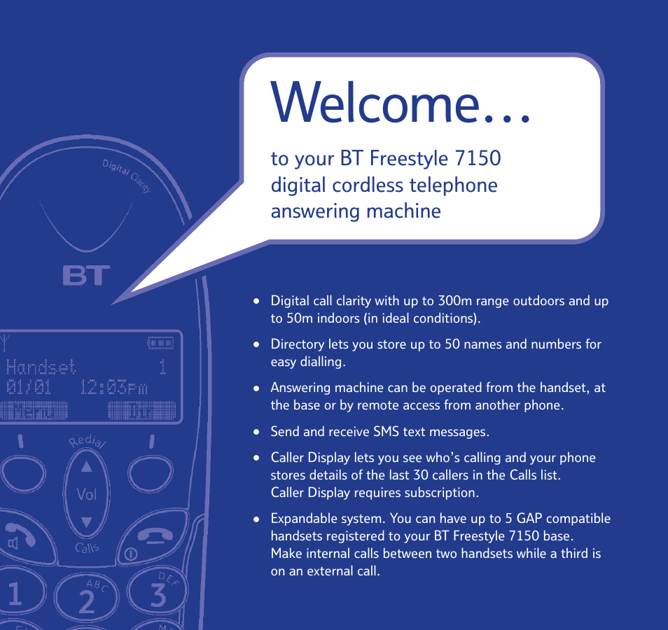 Welcome | BT FREESTYLE 7150 User Manual | Page 2 / 80