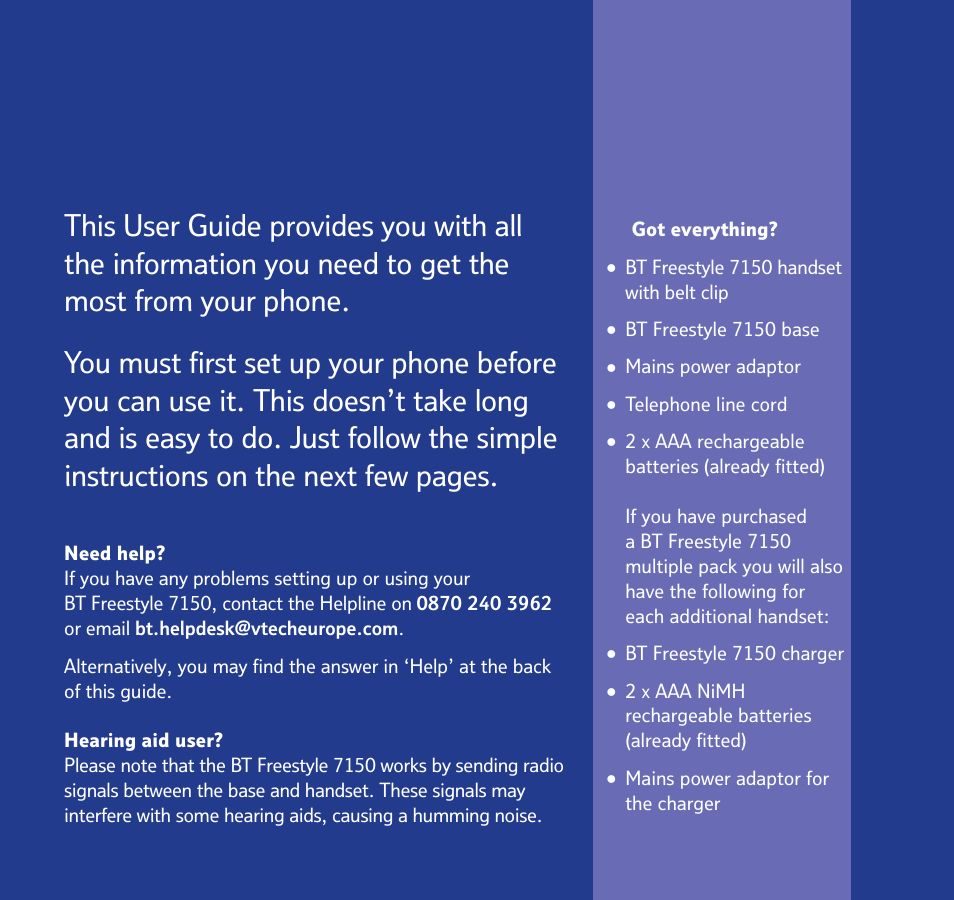 BT FREESTYLE 7150 User Manual | Page 3 / 80