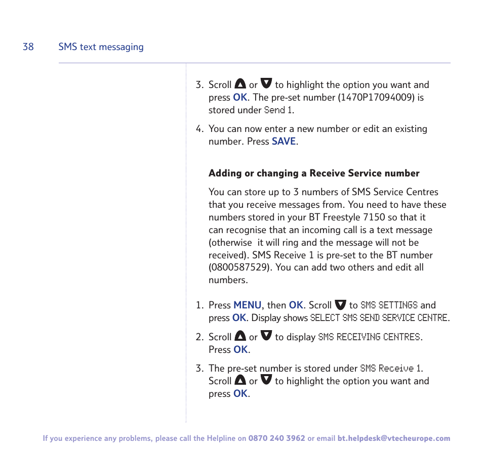BT FREESTYLE 7150 User Manual | Page 38 / 80