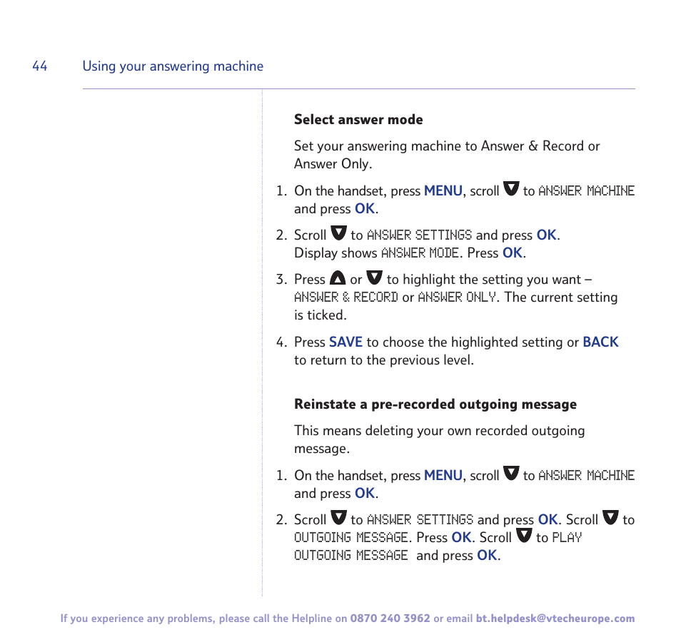 BT FREESTYLE 7150 User Manual | Page 44 / 80