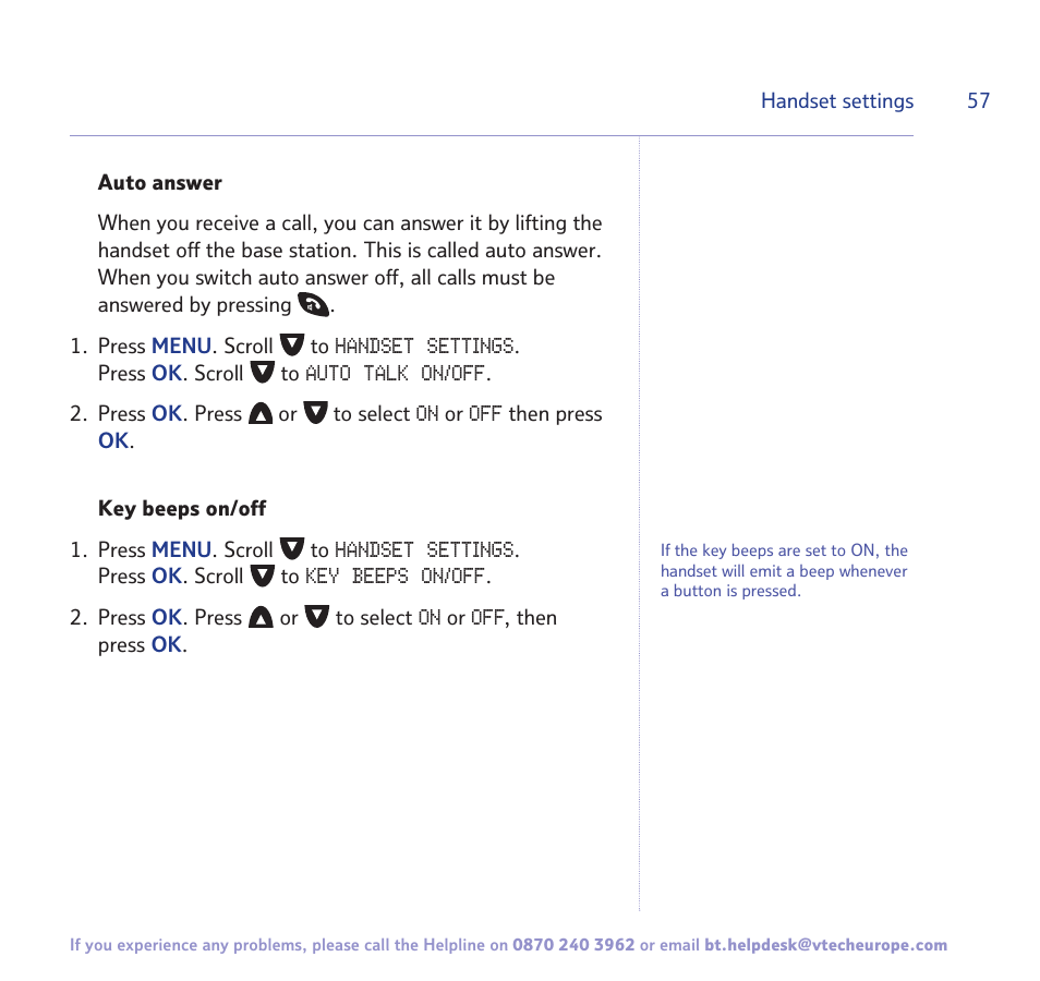 BT FREESTYLE 7150 User Manual | Page 57 / 80