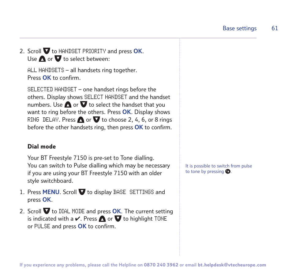 BT FREESTYLE 7150 User Manual | Page 61 / 80