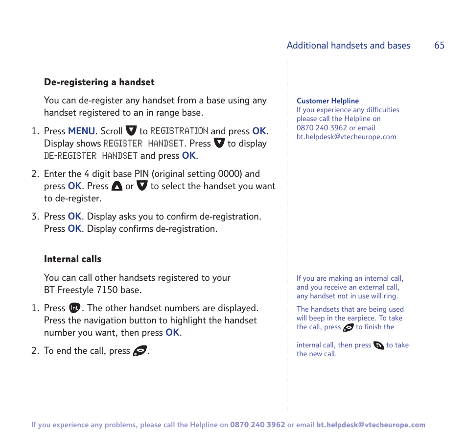 BT FREESTYLE 7150 User Manual | Page 65 / 80