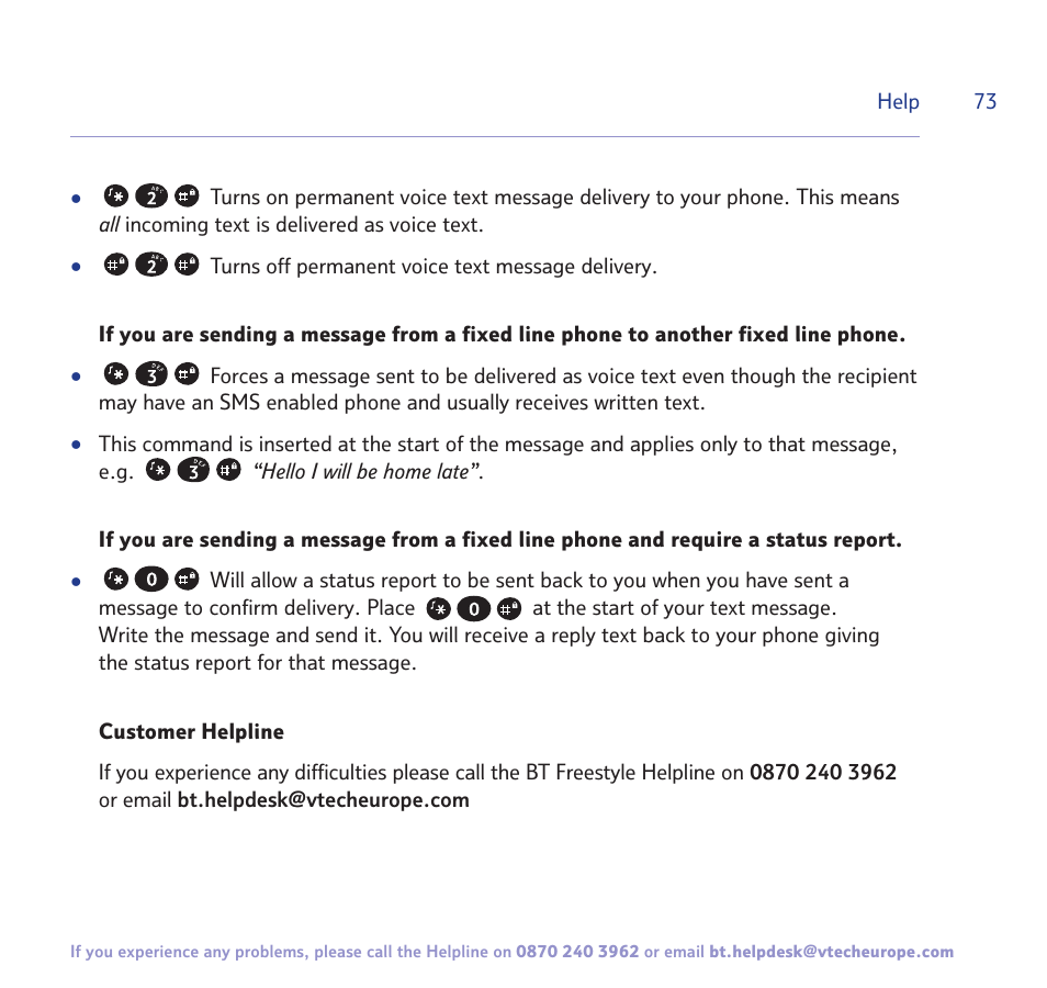 BT FREESTYLE 7150 User Manual | Page 73 / 80