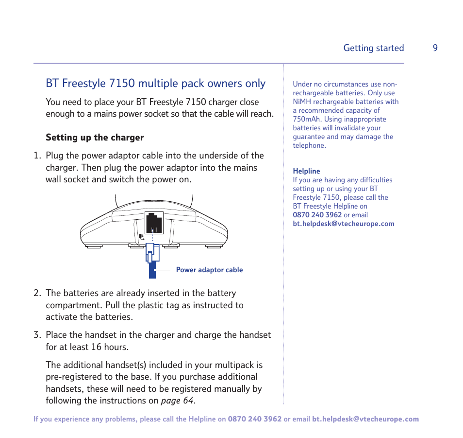Bt freestyle 7150 multiple pack owners only | BT FREESTYLE 7150 User Manual | Page 9 / 80