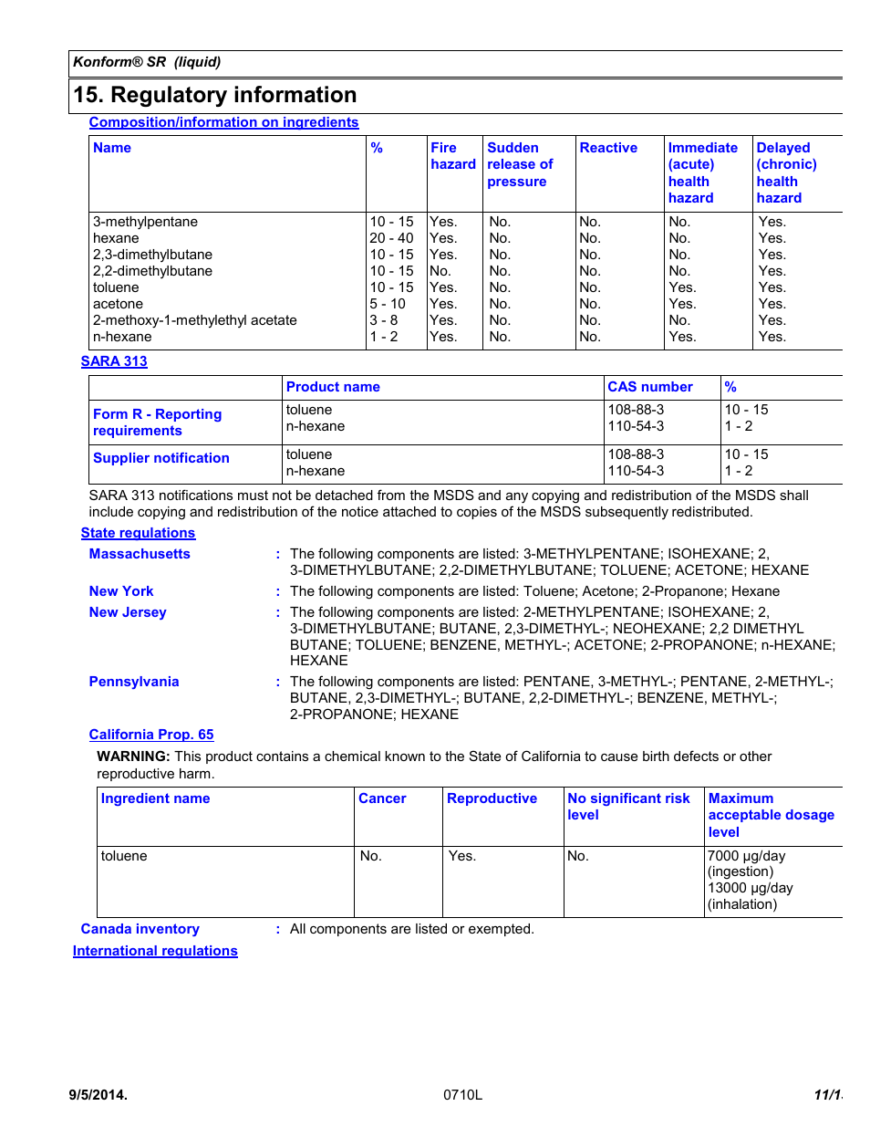 Regulatory information | Chemtronics Konform SR CTSR-5 User Manual | Page 11 / 13