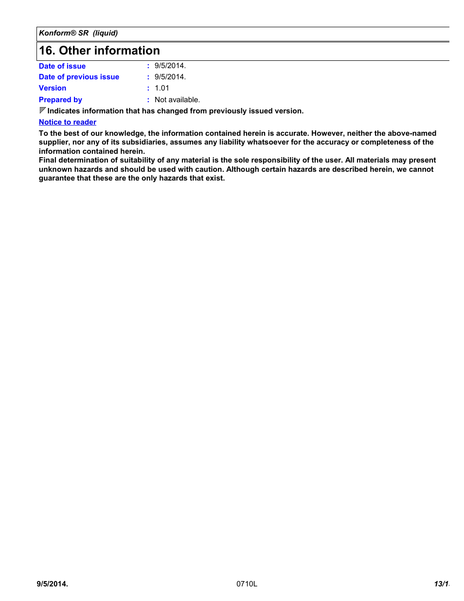 Other information | Chemtronics Konform SR CTSR-5 User Manual | Page 13 / 13