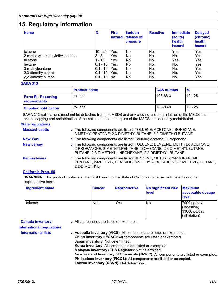 Regulatory information | Chemtronics Konform SR High Viscosity CTSR-HV1 User Manual | Page 11 / 13