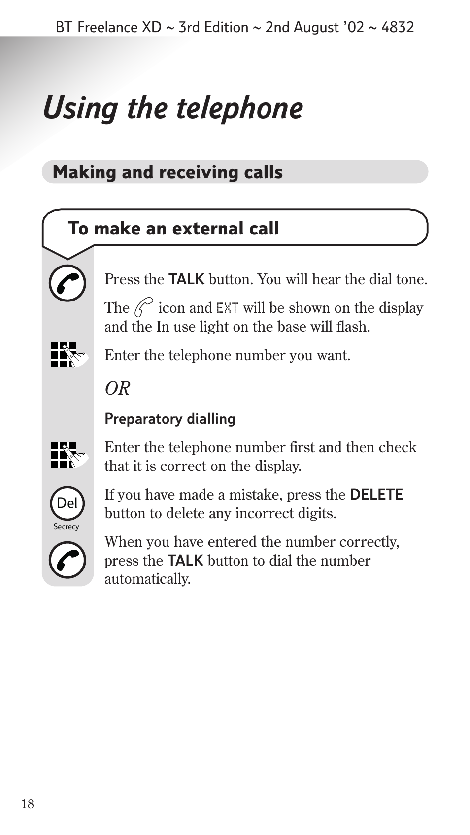 Using the telephone | BT Studio Twin User Manual | Page 19 / 37